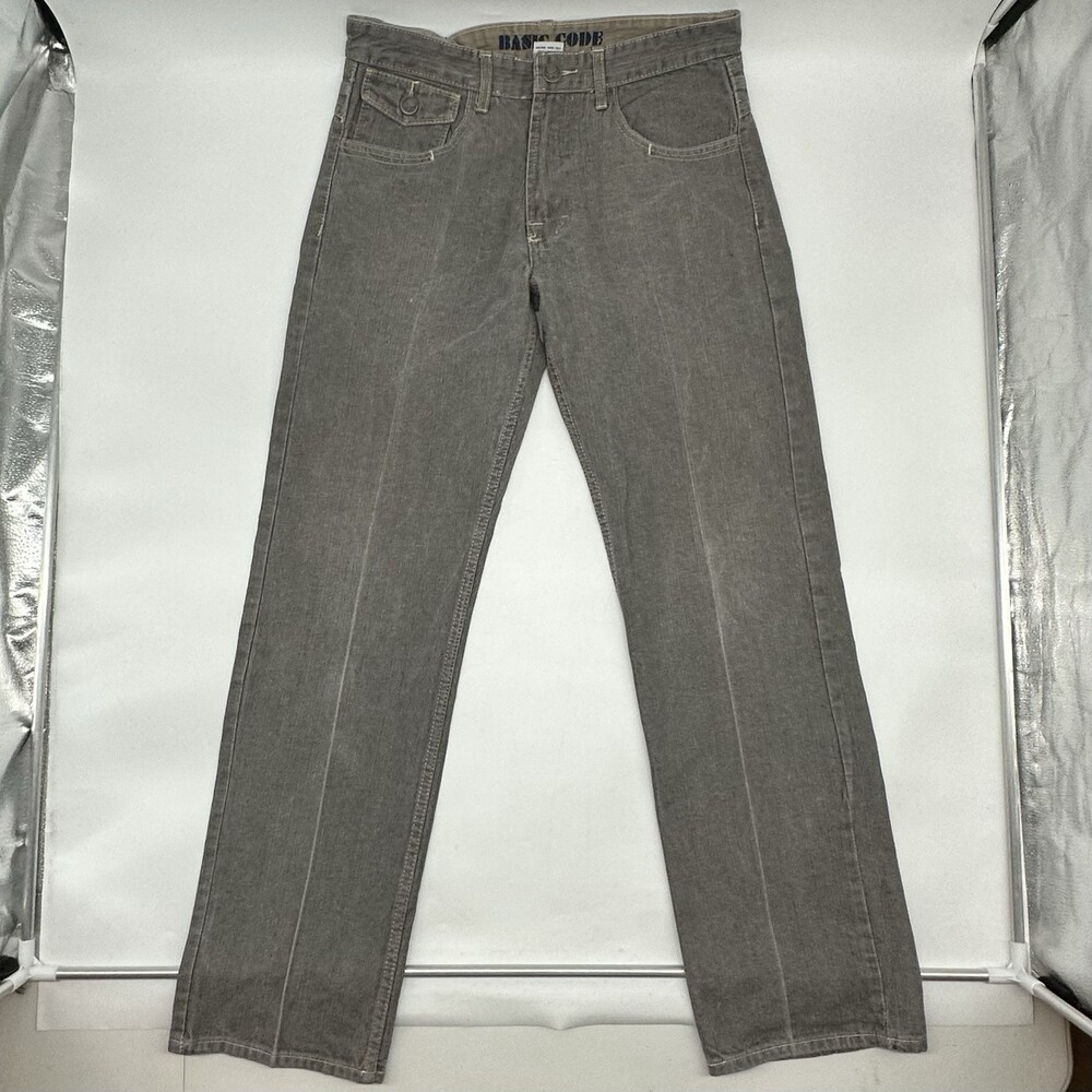 Vintage Basic Code Size 34x34 Gray Baggy Skater Denim Grunge Wide Leg Y2K Jeans